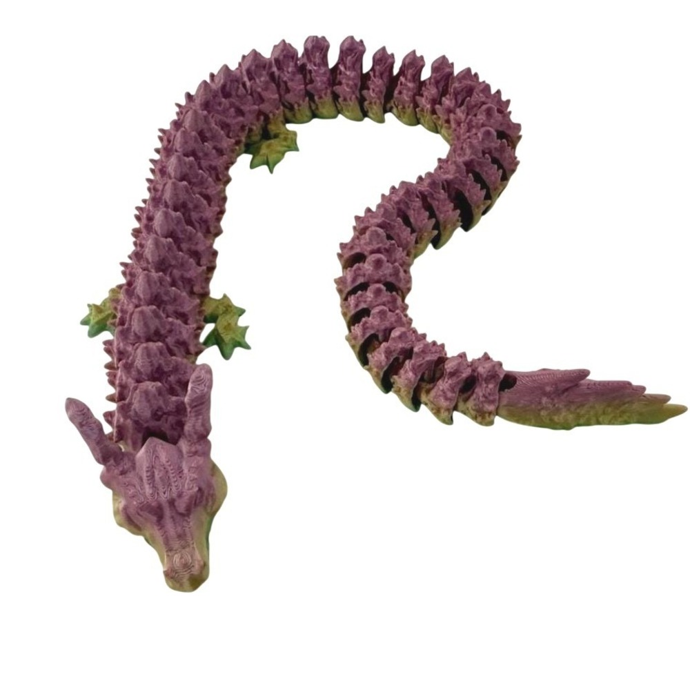 Articulated Dragon Toy Flexible 3D‎ Printed Purple Green